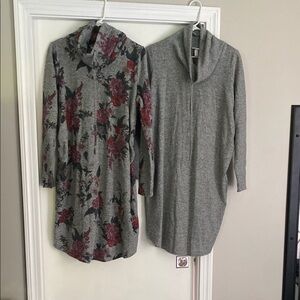 Gray and Floral Sweater Dresses